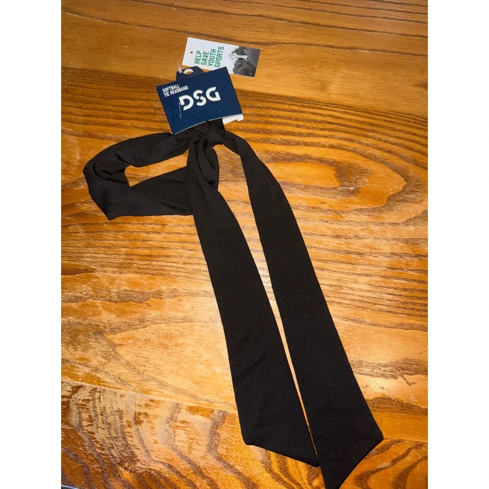 DSG Double Header Tie Headband Black Athletic Sports Hair Wrap‎ DSGSB2302 NEW